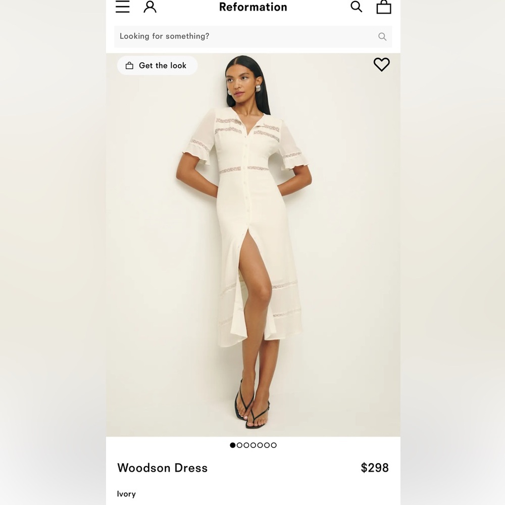 Reformation Woodson Cream Button-Down Midi Dress size 6